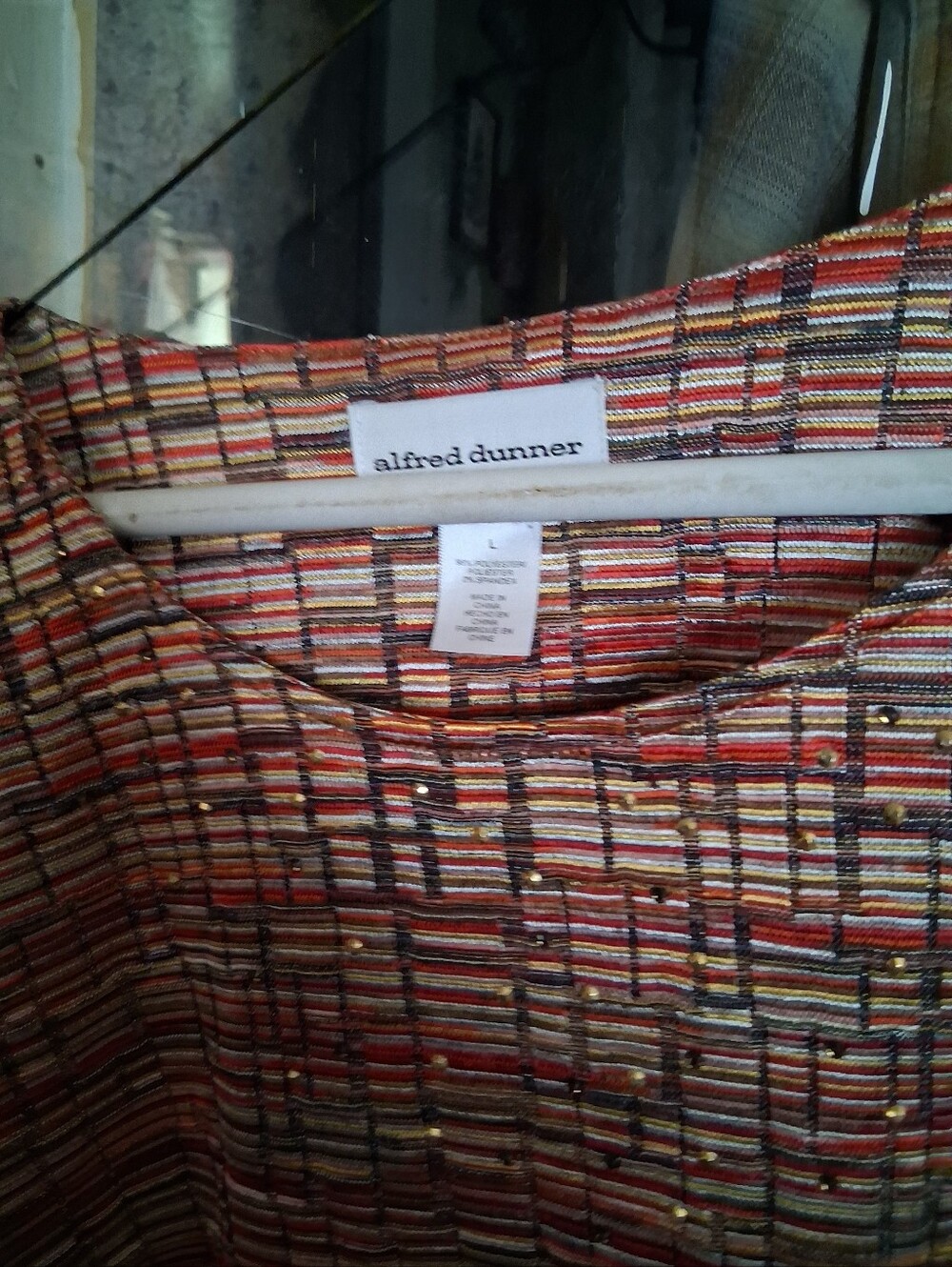 alfred dunner Men's Multicolor Striped Dress Shirt - Orange/Brown